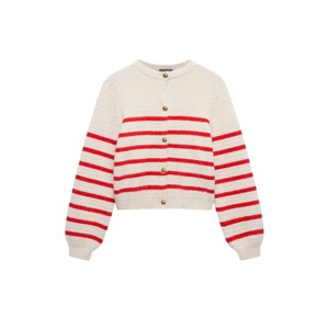 Mint Velvet Red Wool Blend Stripe Knit Cardigan